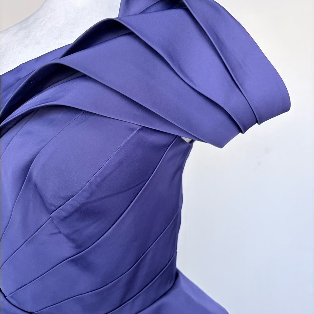 Cartise Satin One Shoulder off Sheath Peplum Purple Party Graduation Dress Sz 8 - Picture 5 of 14